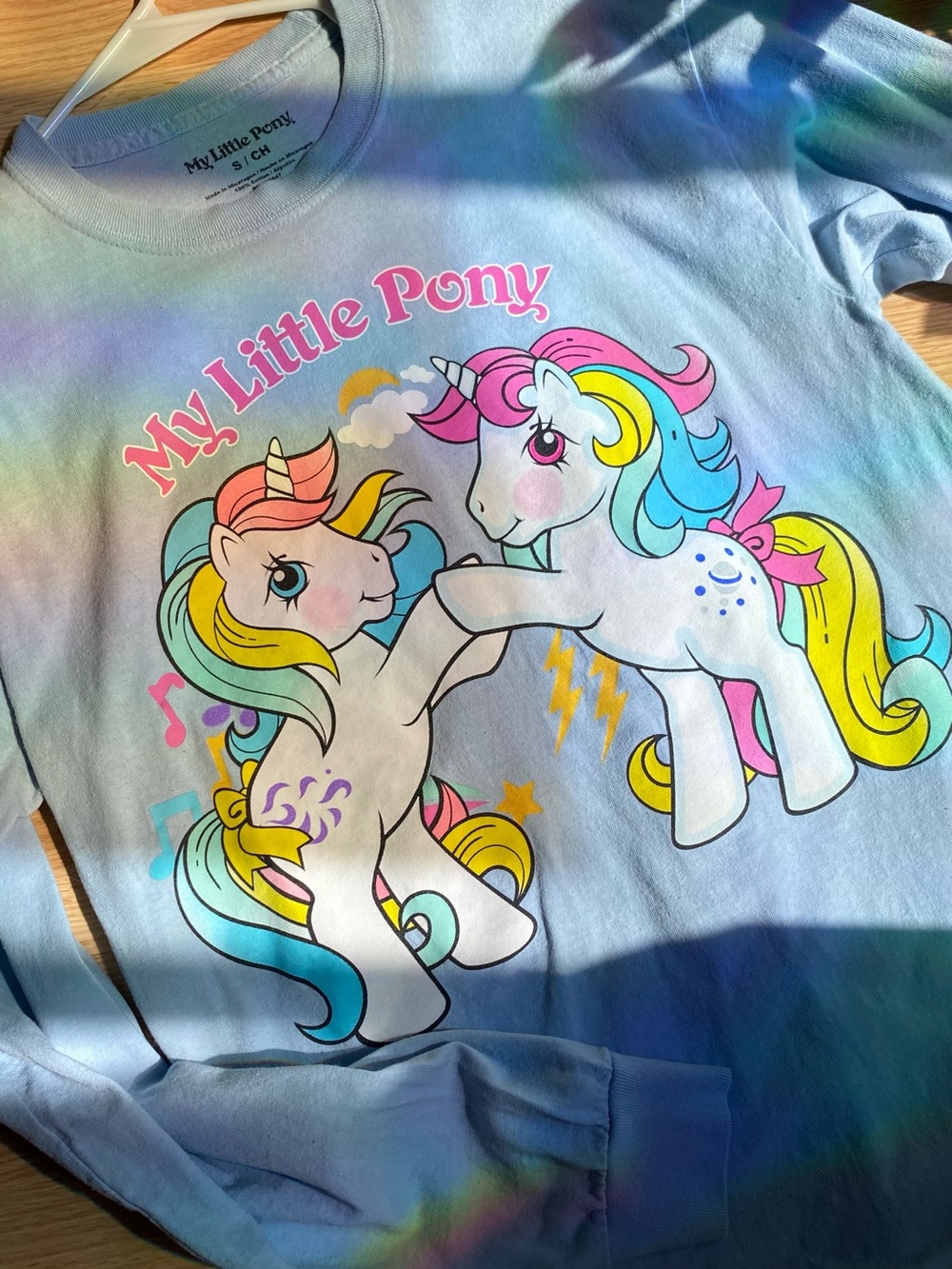 🌈🦄🩵 My Little Pony Pastel Blue Long-Sleeve Tee with Colorful Pony Graphic Hasbro